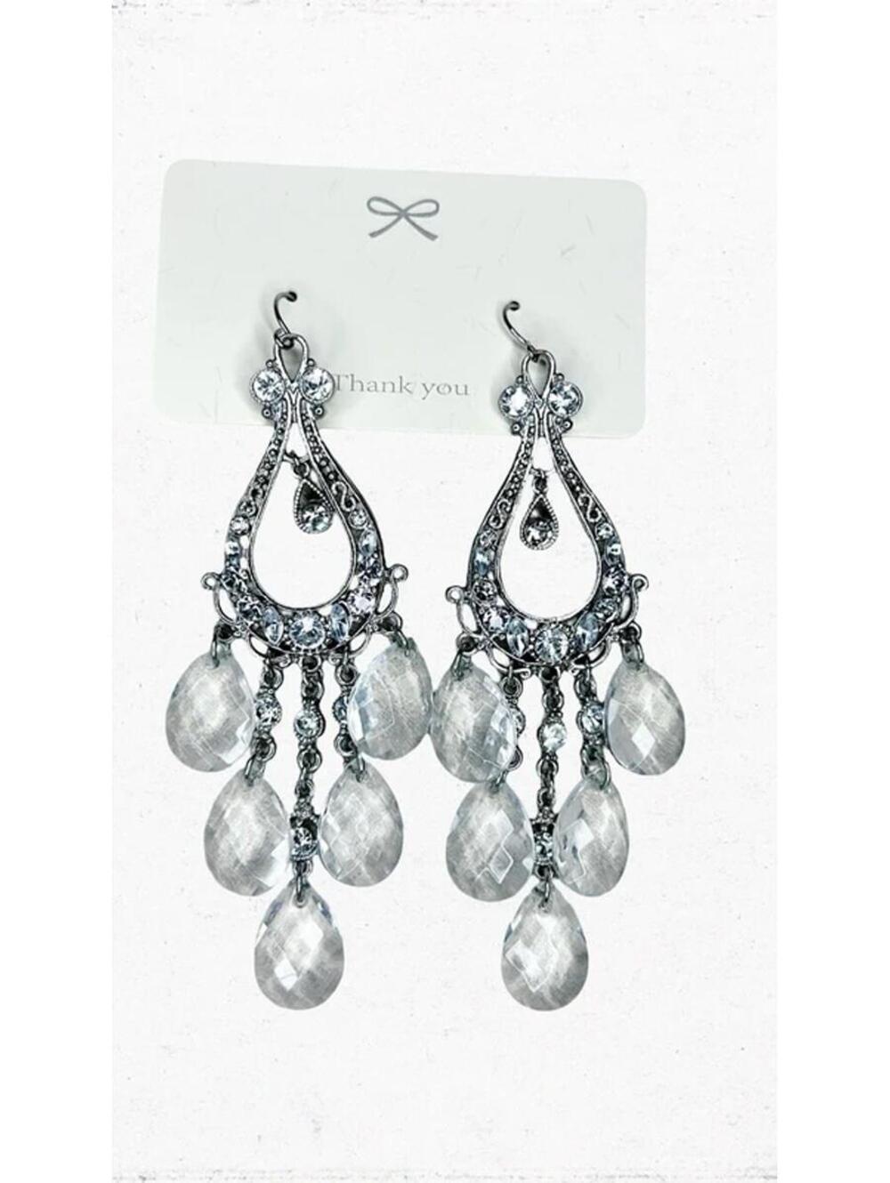 5761gc. Silvertone Chandelier Earrings